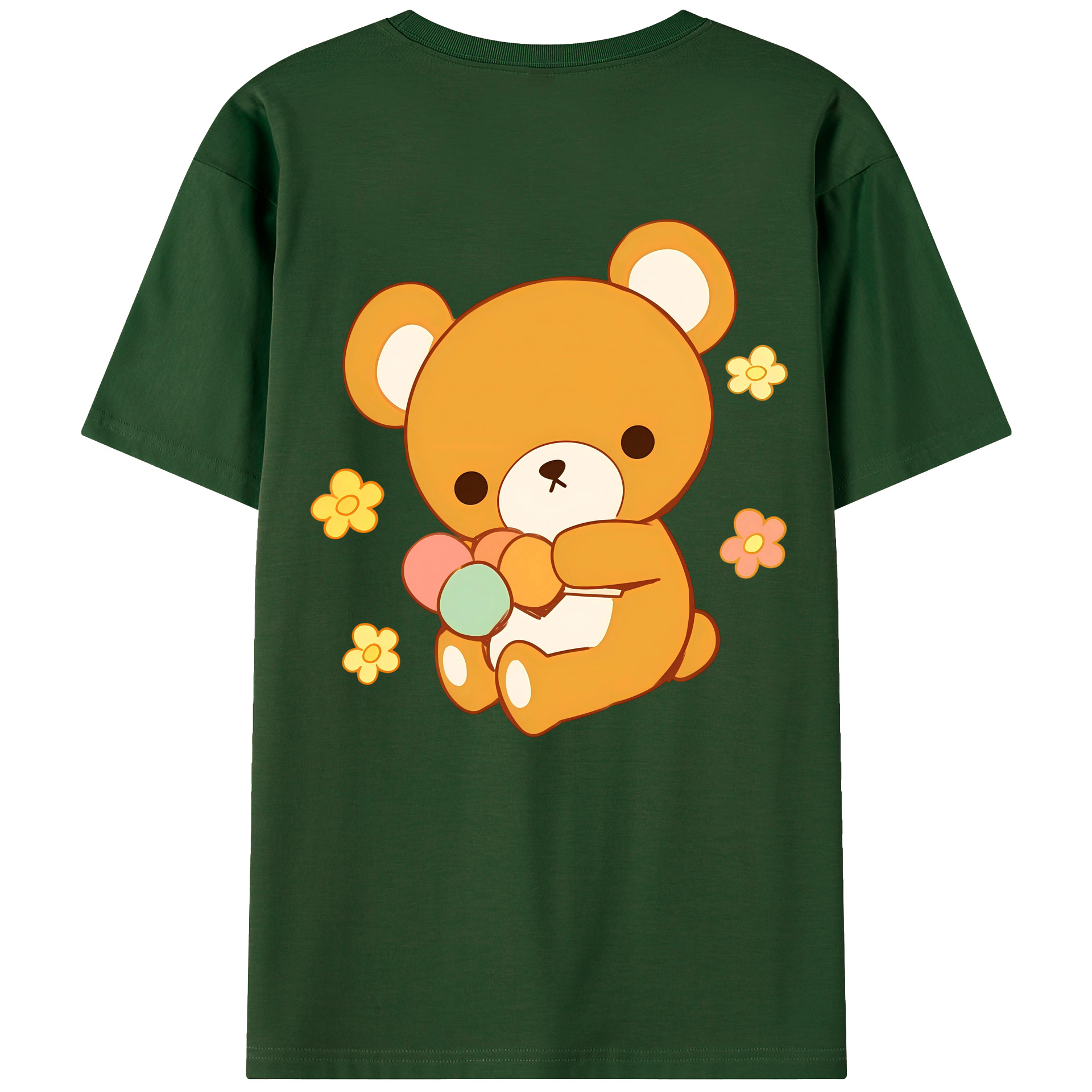 （画像用） リラックマ リラックマ キイロイトリ Rilakkuma Korilakkuma Kiiroitori 綿100％半袖Tシャツ（背面プリント）